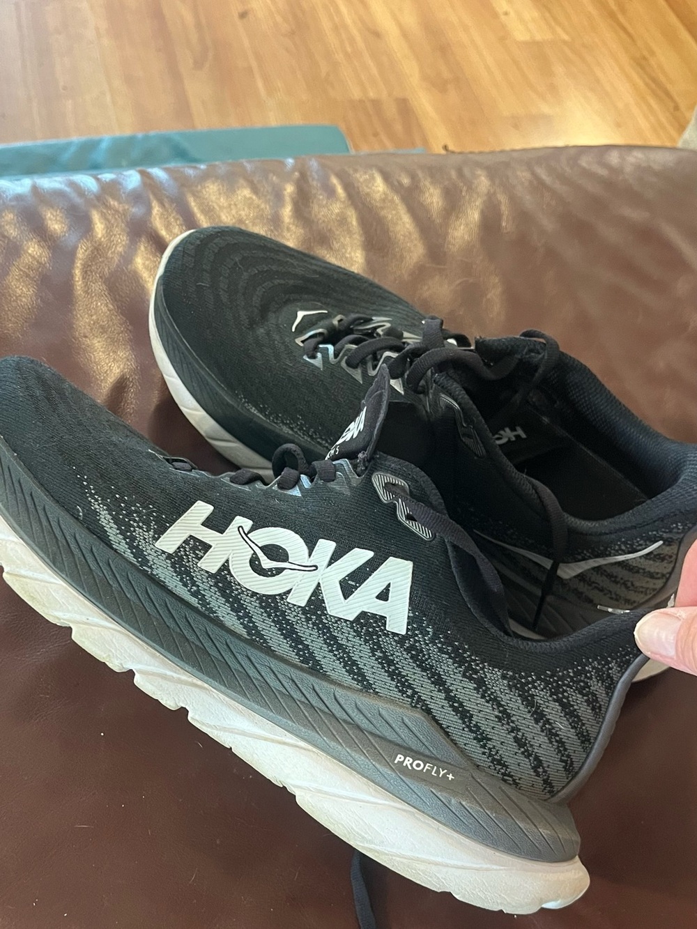 Hoka Black and White Women's Athletic Running Shoes